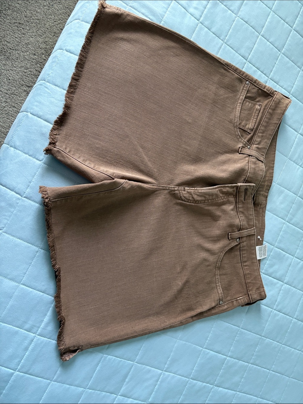 Chico's Frayed Hem Jean Shorts in Brown